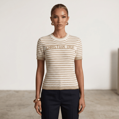 ✨ Christian Dior Metallic Stripe Knit Top
