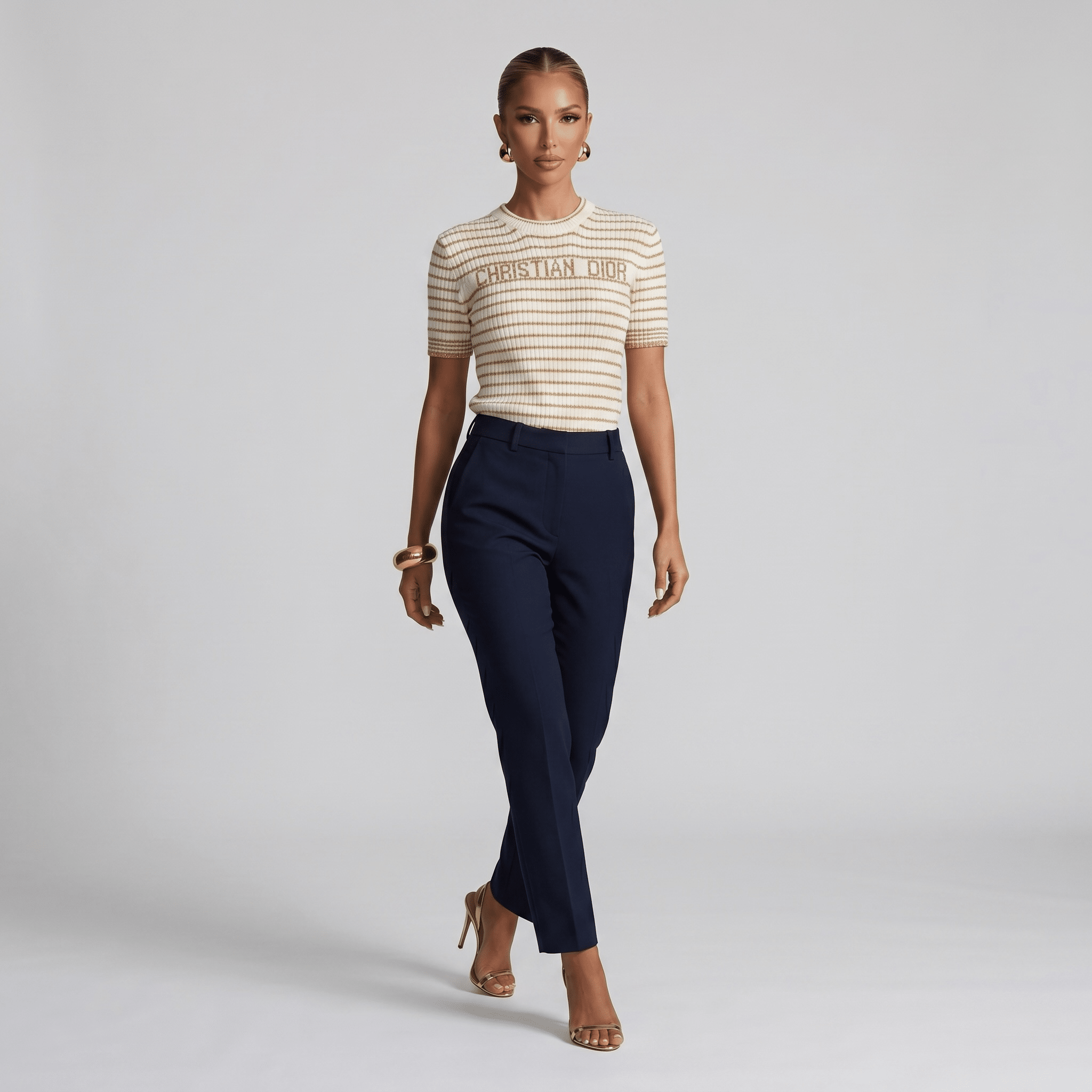 ✨ Christian Dior Metallic Stripe Knit Top
