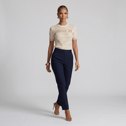 ✨ Christian Dior Metallic Stripe Knit Top