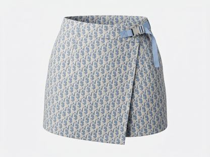 Christian Dior Oblique Jupe Short – Light Blue & Beige 🩵🤍