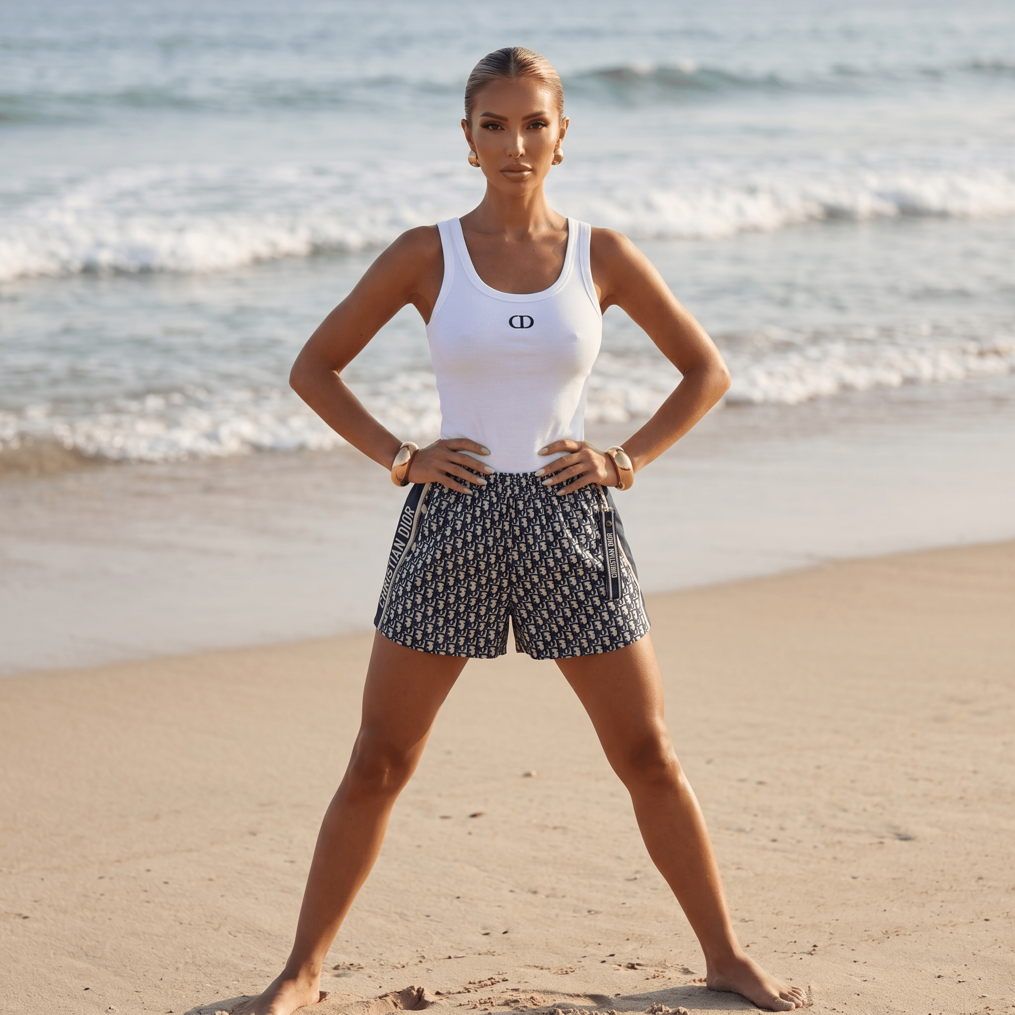 Christian Dior Oblique Logo Shorts – Navy & Beige 🤍💙
