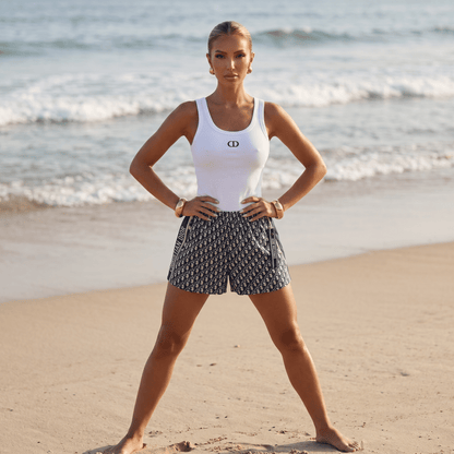 Christian Dior Oblique Logo Shorts – Navy & Beige 🤍💙