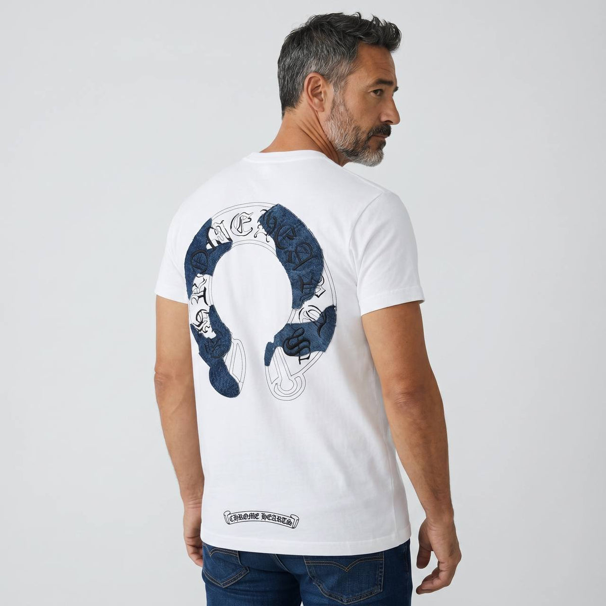 Chrome Hearts Denim Horseshoe Graphic T-Shirt 🤍💙