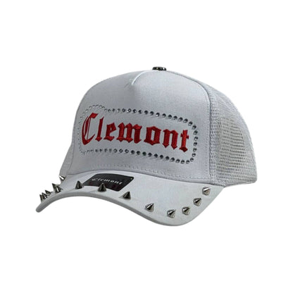 🤍 Clemont White Studded Trucker Cap | Gothic Logo Streetwear Hat 🧢