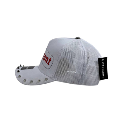 🤍 Clemont White Studded Trucker Cap | Gothic Logo Streetwear Hat 🧢
