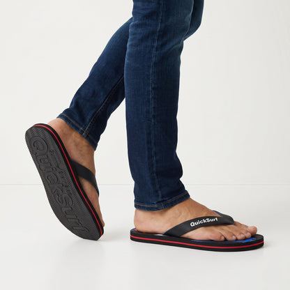 Quicksurf Flip-Flops — Black, Blue & Red