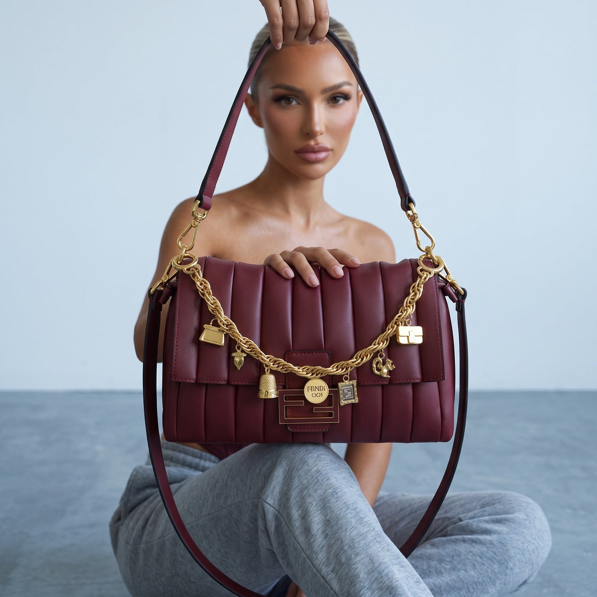 Fendi Shoulder Bag – Burgundy Quilted 💼✨