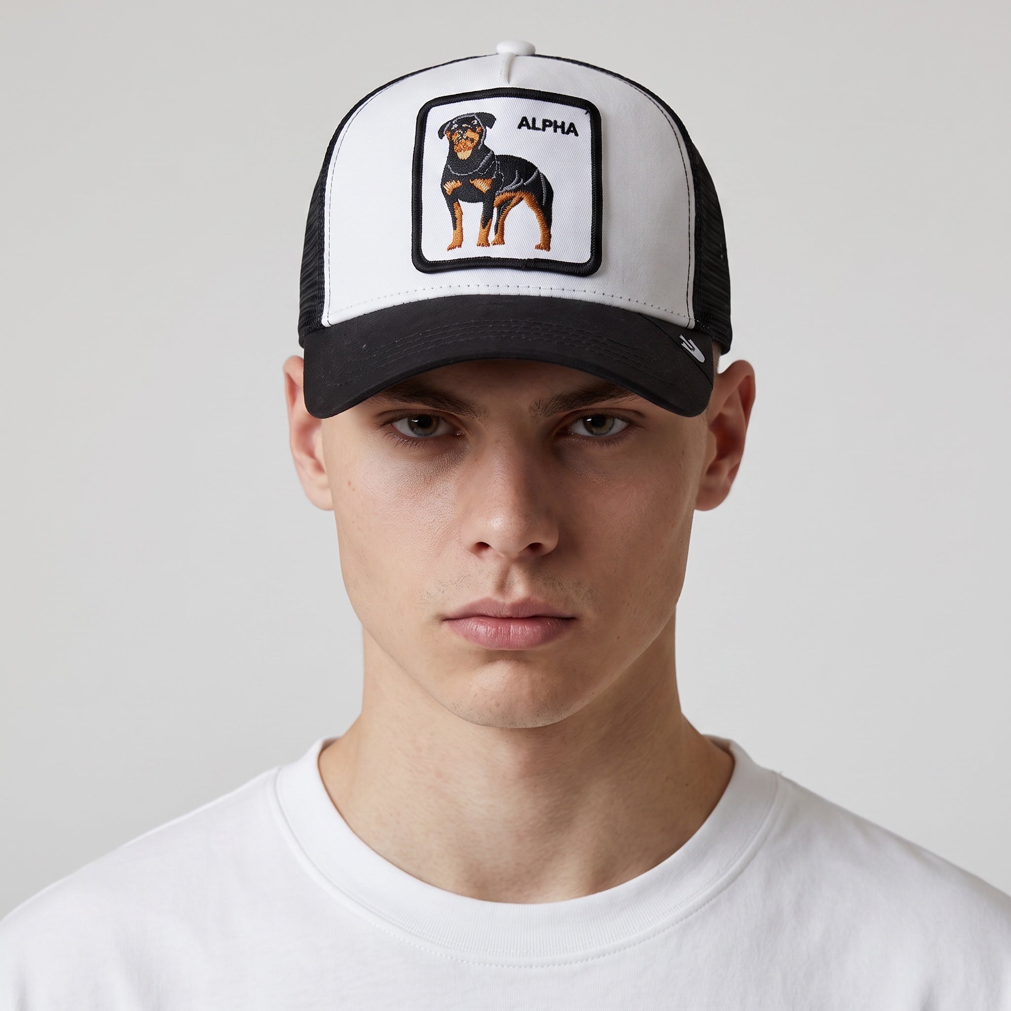 Alpha Cap – Black & White Rottweiler Patch 🐶🧢