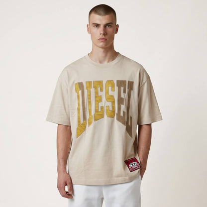 Diesel Oversized Varsity Logo T-Shirt – Sand Beige ⚡🤍