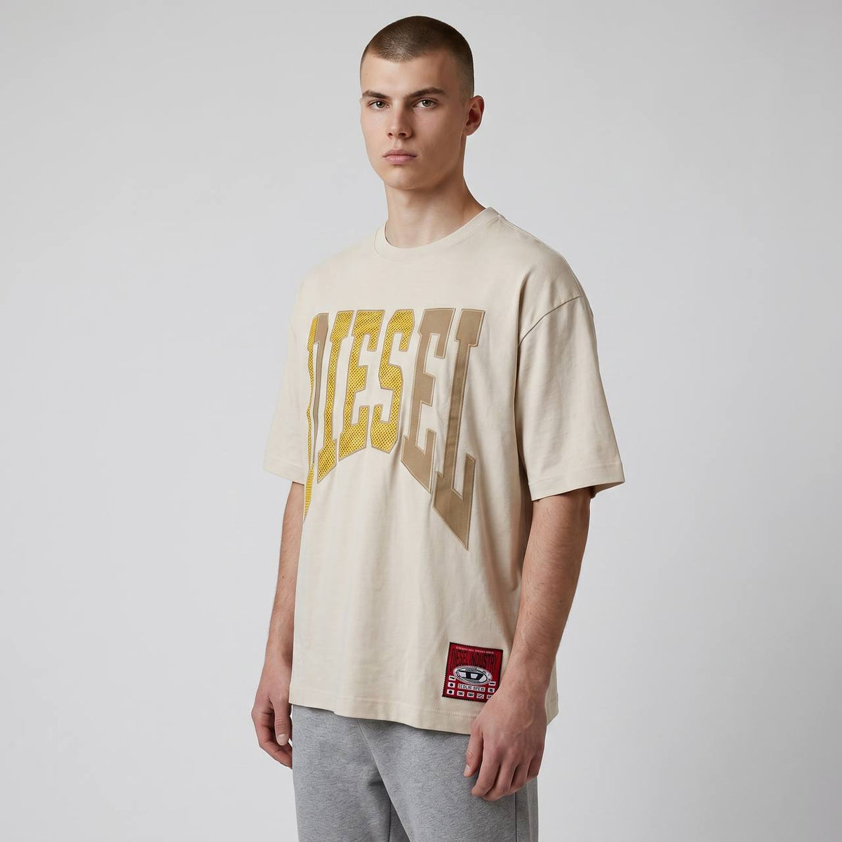 Diesel Oversized Varsity Logo T-Shirt – Sand Beige ⚡🤍
