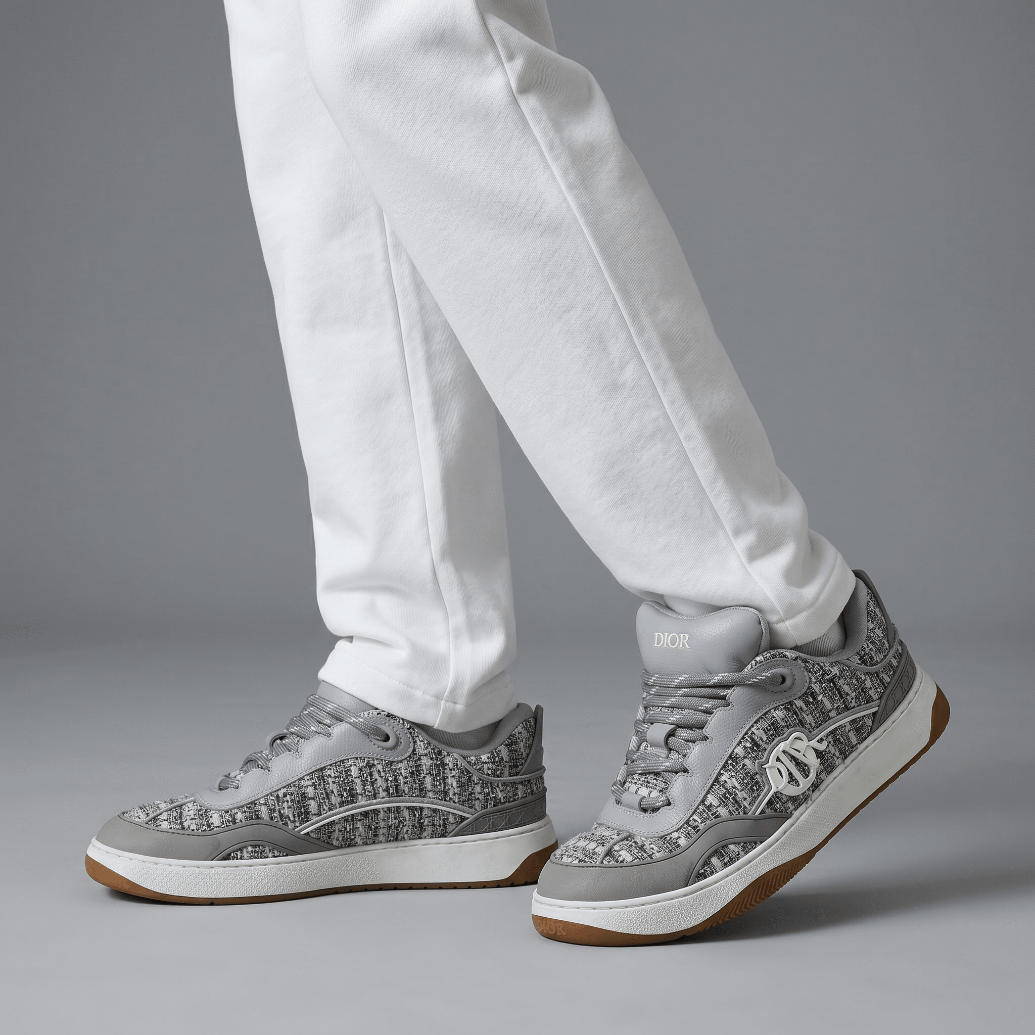 🩶 Dior B27 Grey Tweed Luxury Sneakers 👟✨