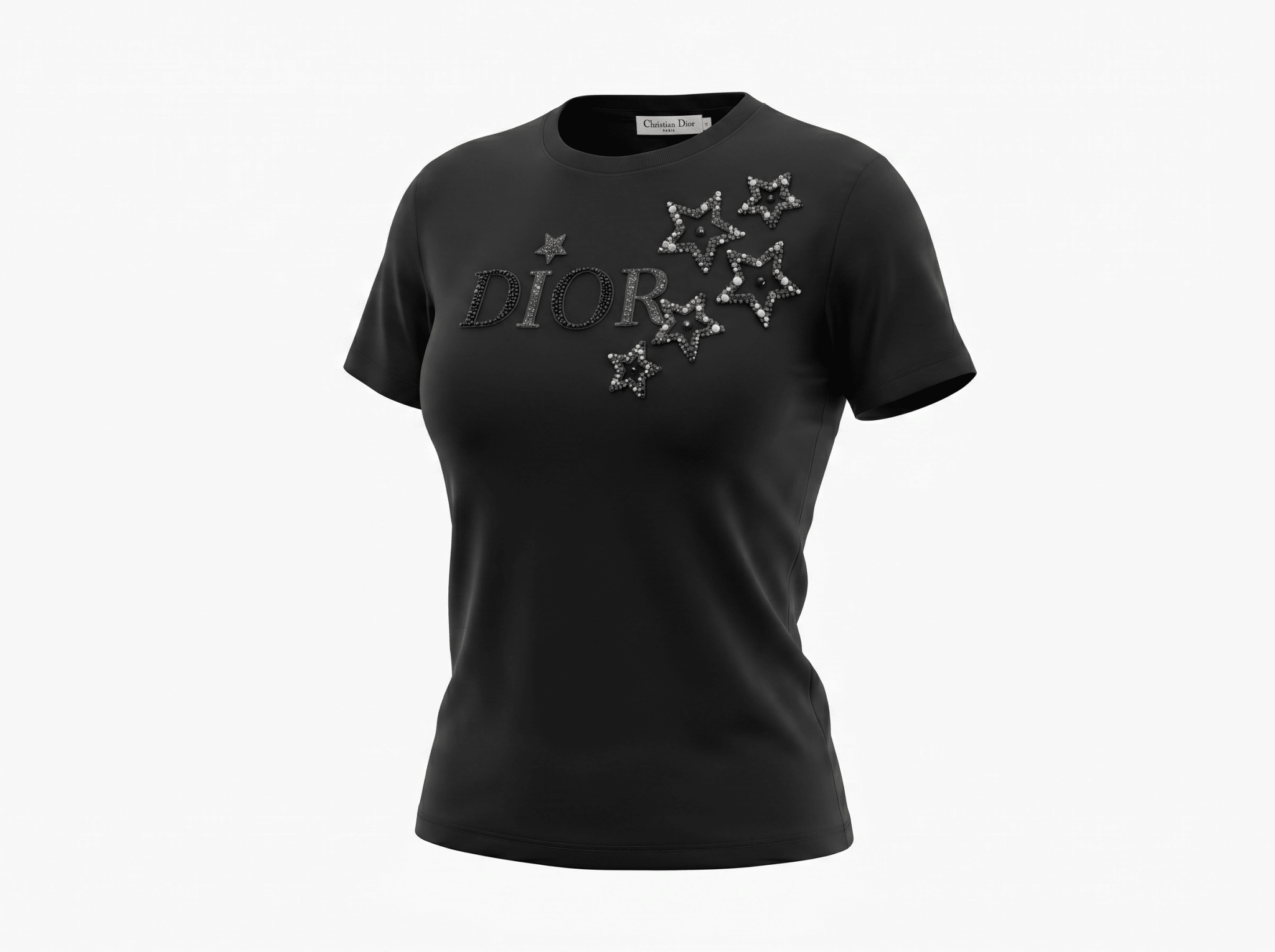 🖤 Dior Crystal Star Logo Cotton T-Shirt