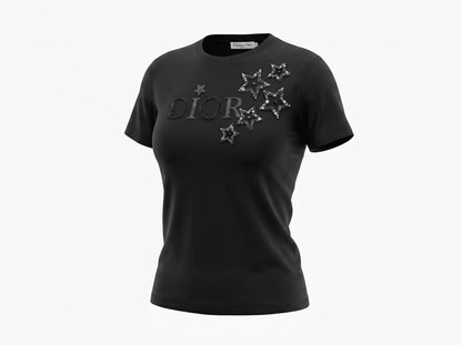 🖤 Dior Crystal Star Logo Cotton T-Shirt