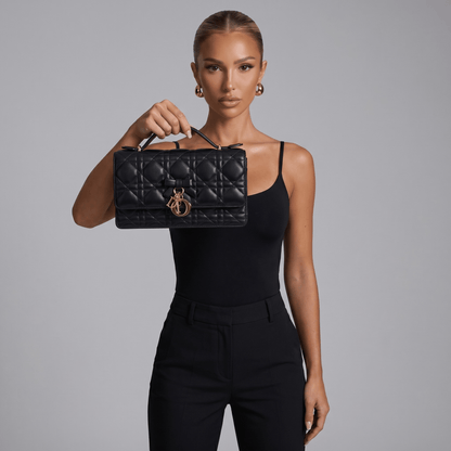 🖤 Dior Lady Top Handle Quilted Leather Bag – Timeless Black Luxury 🖤