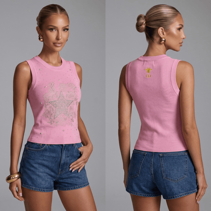 Dior Lucky Star Sleeveless Knit Top — Pink
