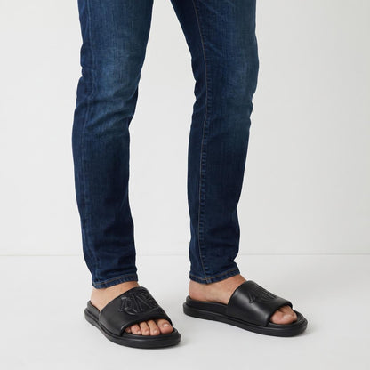 Dior Men's Embossed Logo Pool Slide — Black