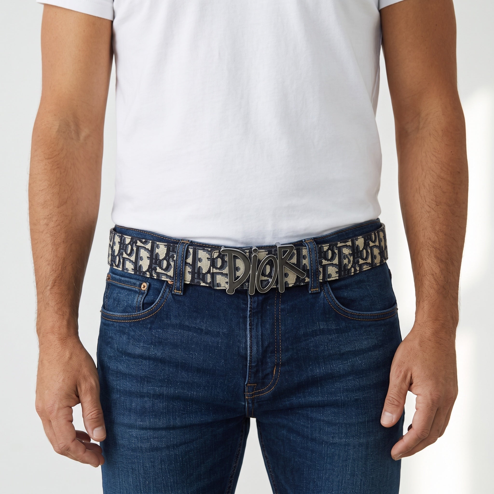 Dior Oblique Belt – Navy Monogram Logo 🟦 120 cm
