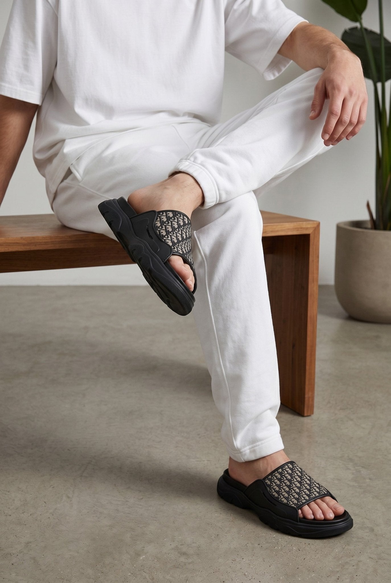 Dior Oblique Black Slide Sandals