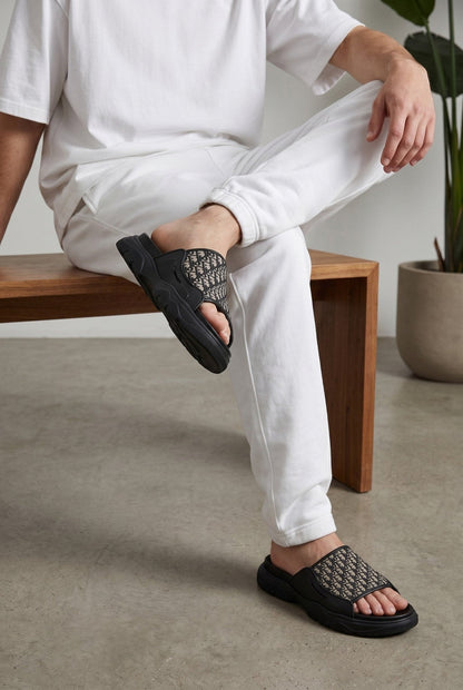 Dior Oblique Black Slide Sandals