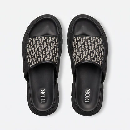 Dior Oblique Black Slide Sandals