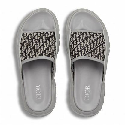 Dior Oblique Grey Slide Sandals
