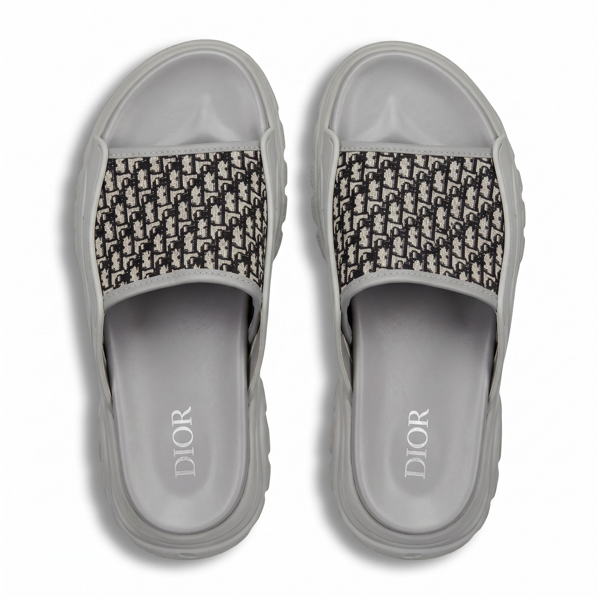 Dior Oblique Grey Slide Sandals