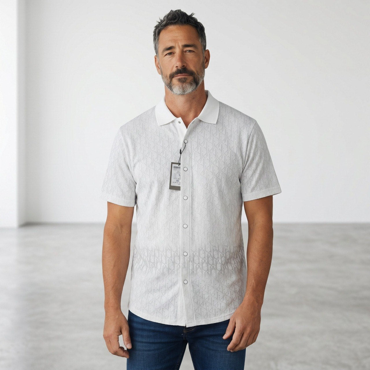 🤍 Dior Oblique Monogram White Short Sleeve Shirt – Signature Luxury Edition