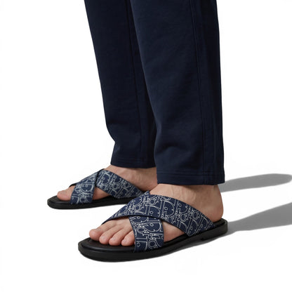 Dior Oblique Navy Slides 💙✨ Luxury Summer Sandals for Men