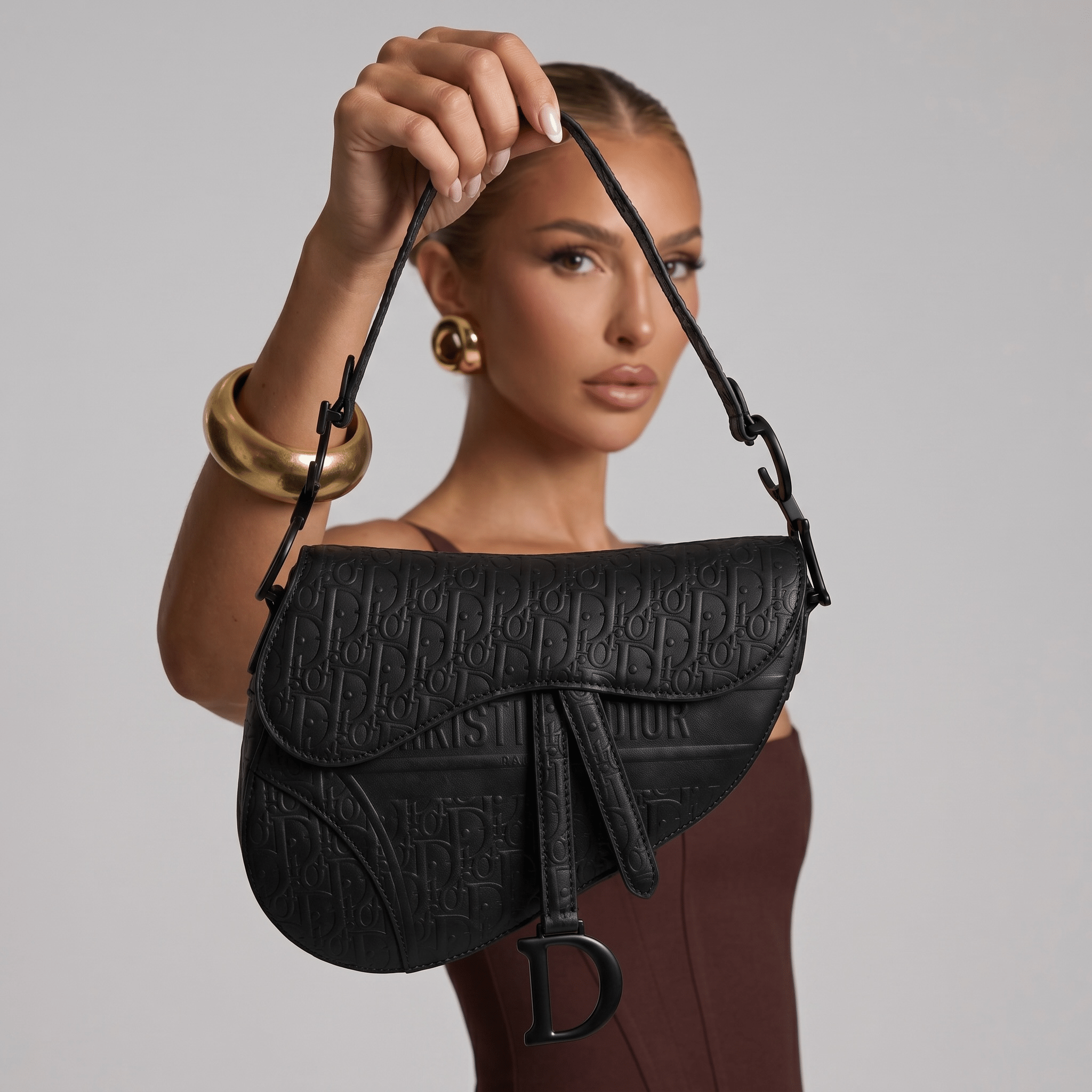 Dior Oblique Saddle Shoulder Bag – Matte Black 🖤✨