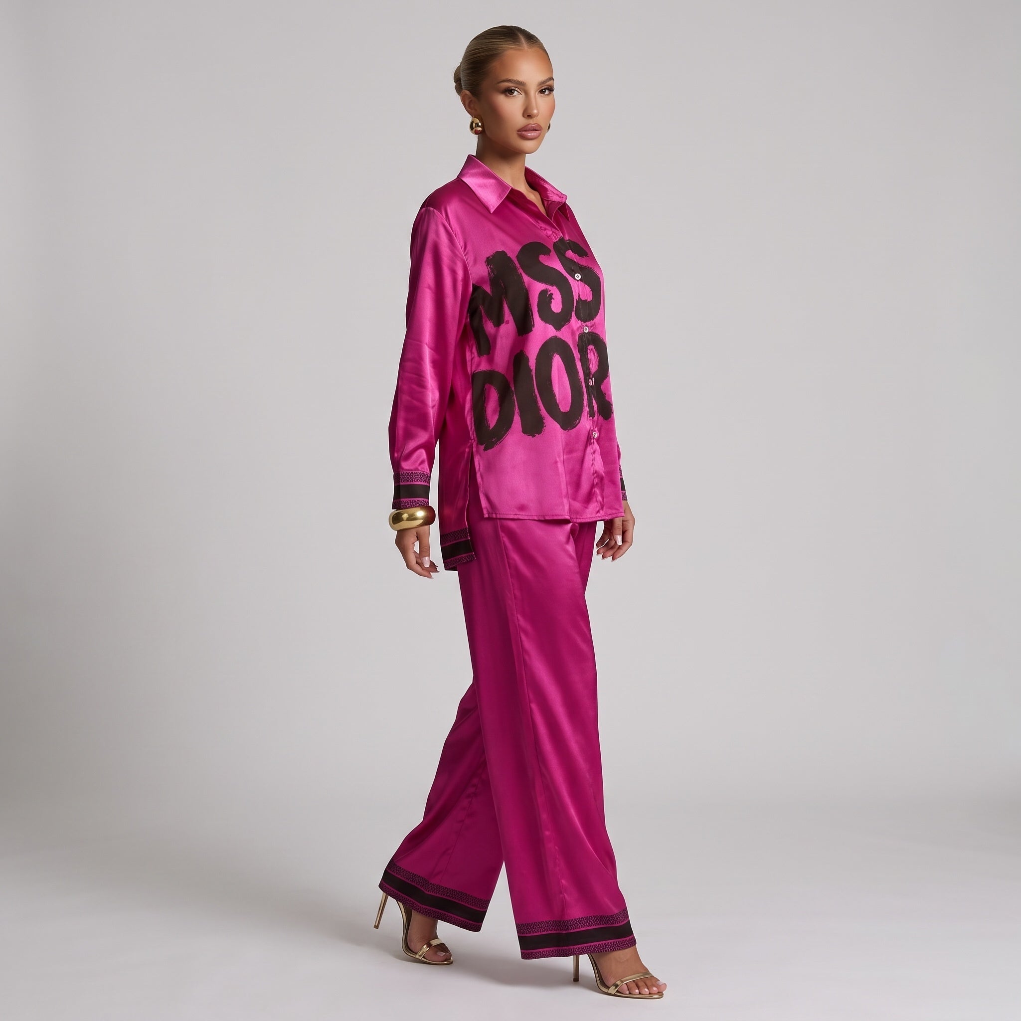 Dior Satin set  – Fuchsia Graphic 💖one size