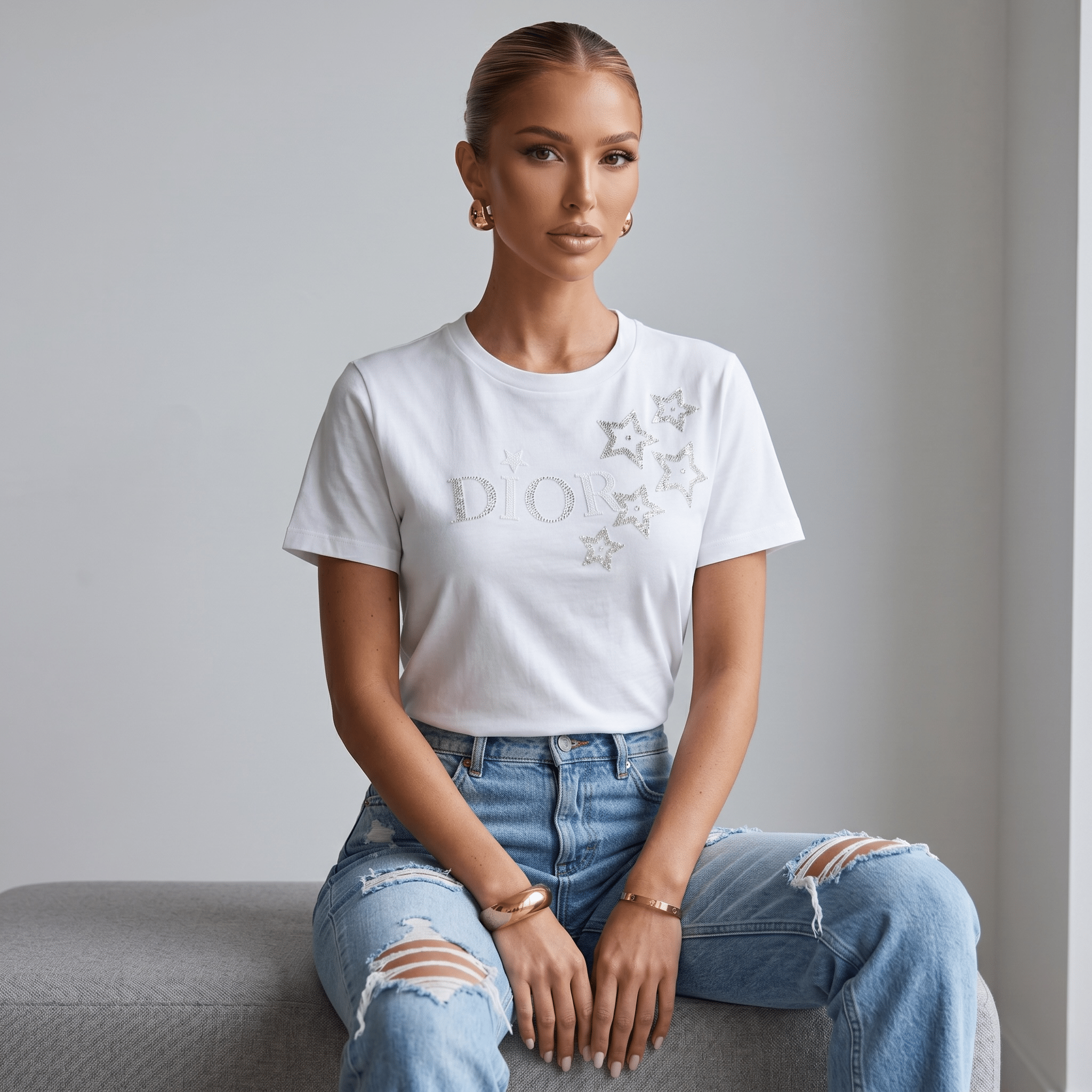 🤍 Dior Star Logo Cotton T-Shirt