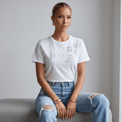 🤍 Dior Star Logo Cotton T-Shirt