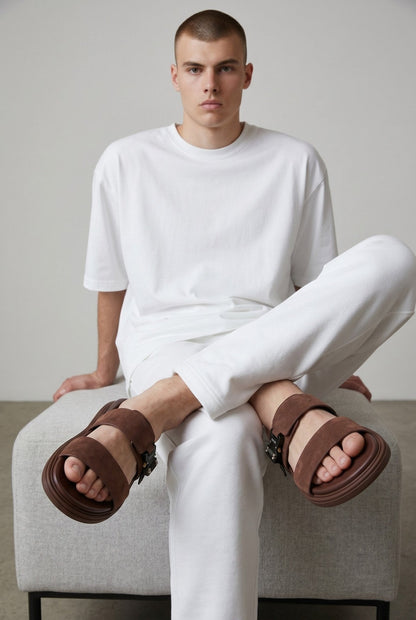 Dior Suede Double Strap Luxury Slides – Brown