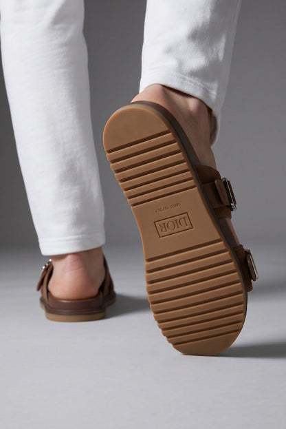 Dior Suede Double Strap Luxury Slides – Brown