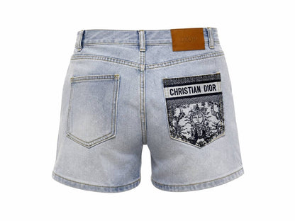 Dior Toile de Jouy Pocket Denim Shorts – Light Blue 💙👖