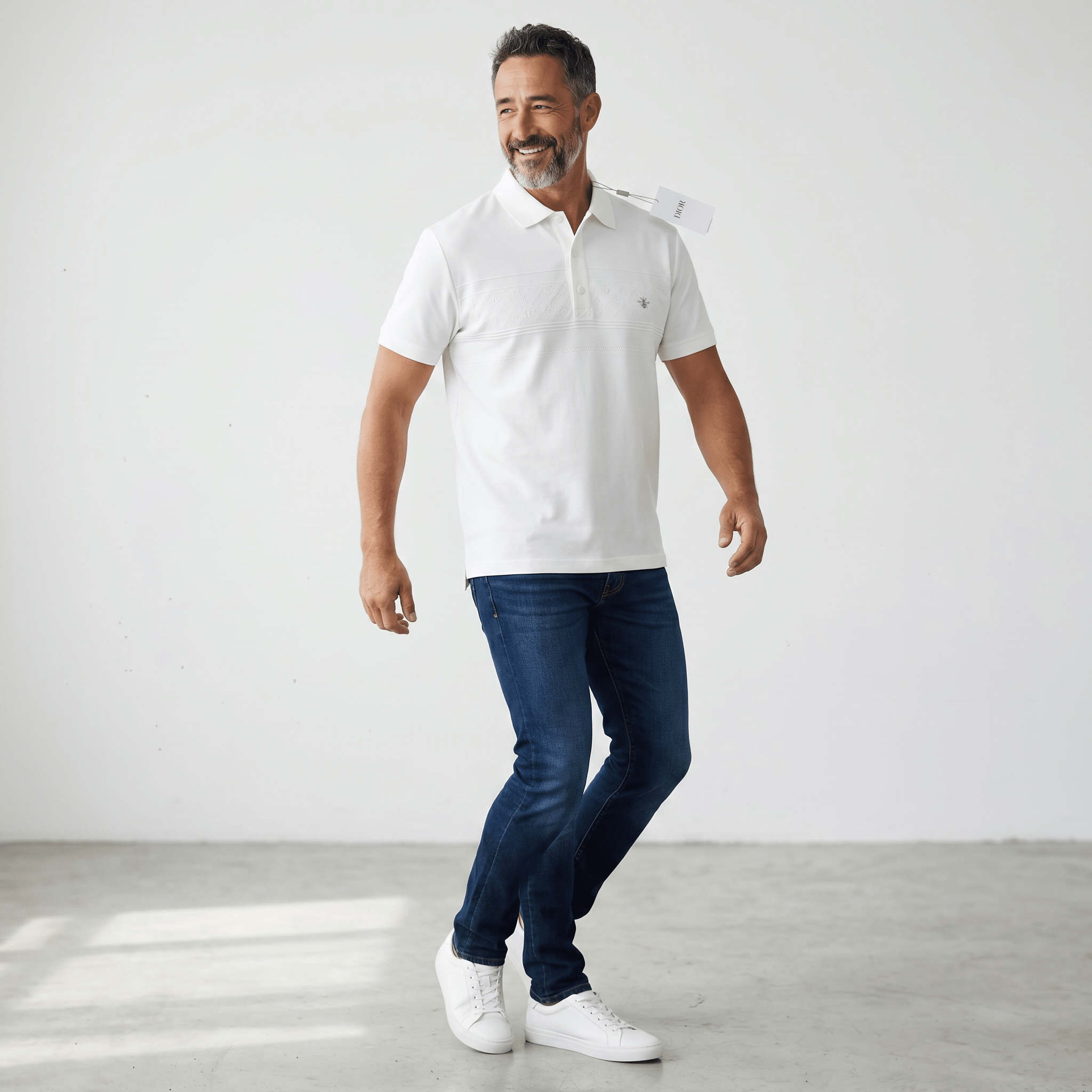 🤍✨ Dior White Luxury Polo Shirt – Premium Smart Casual Essential 👔🔥