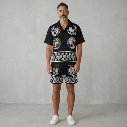 🖤 Dolce & Gabbana Baroque Coin Print Set – Luxury Statement Co-Ord 🩳👕🔥