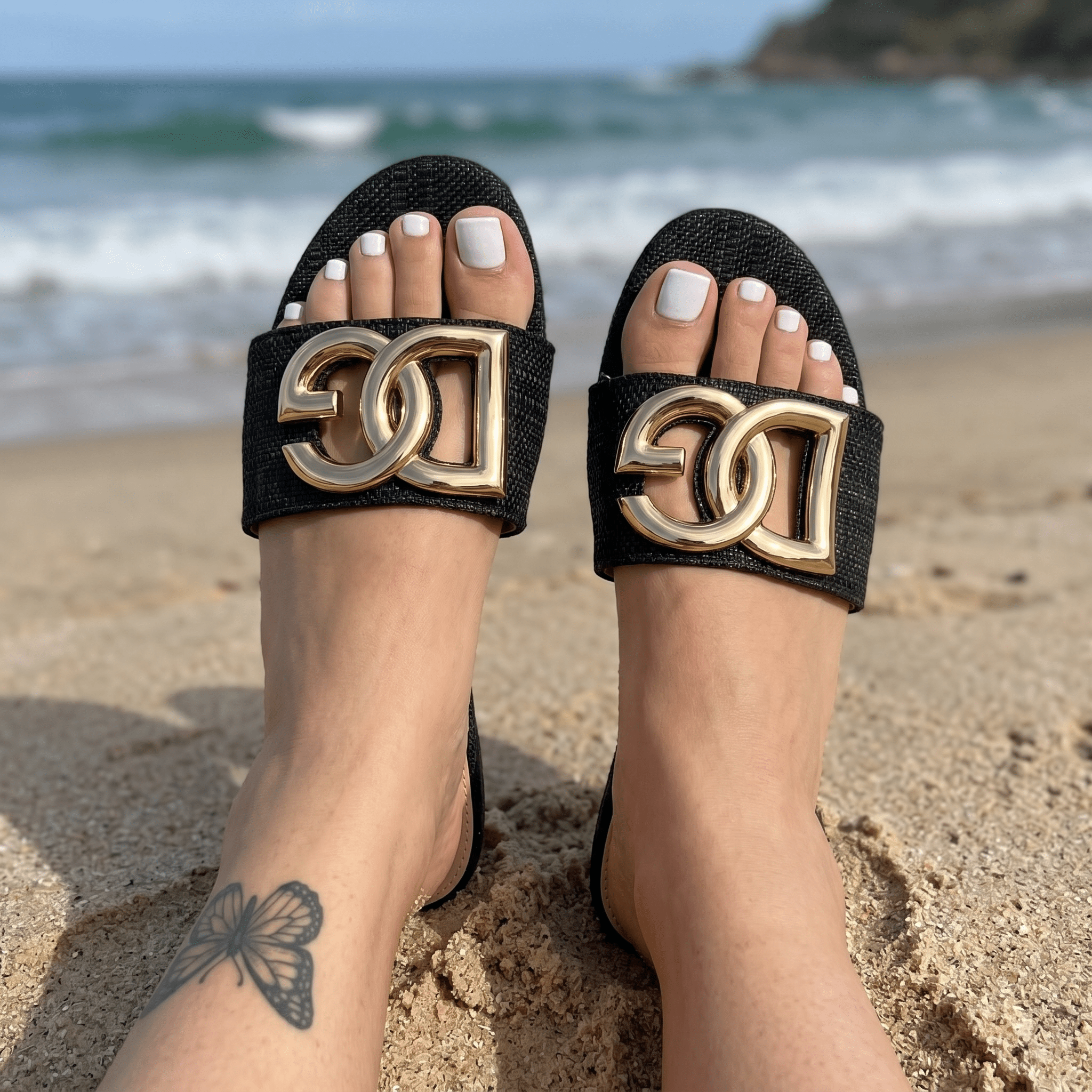 Dolce & Gabbana DG Logo Slide Sandals 🖤✨