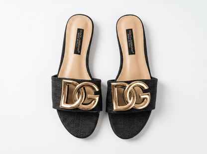 Dolce & Gabbana DG Logo Slide Sandals 🖤✨