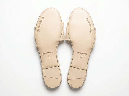 Dolce & Gabbana DG Raffia Slide Sandals – Blush Pink 🌸✨