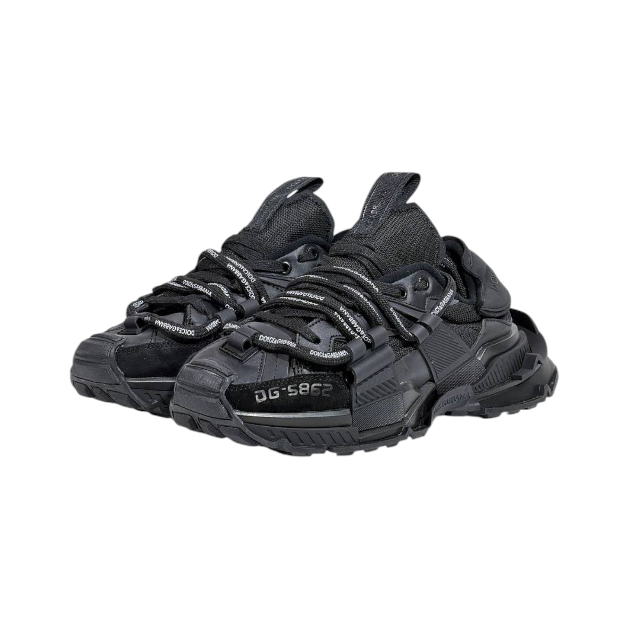 🖤🔥 Dolce & Gabbana DG-S862 Tactical Luxury Sneakers – Triple Black Edition 👟⚡