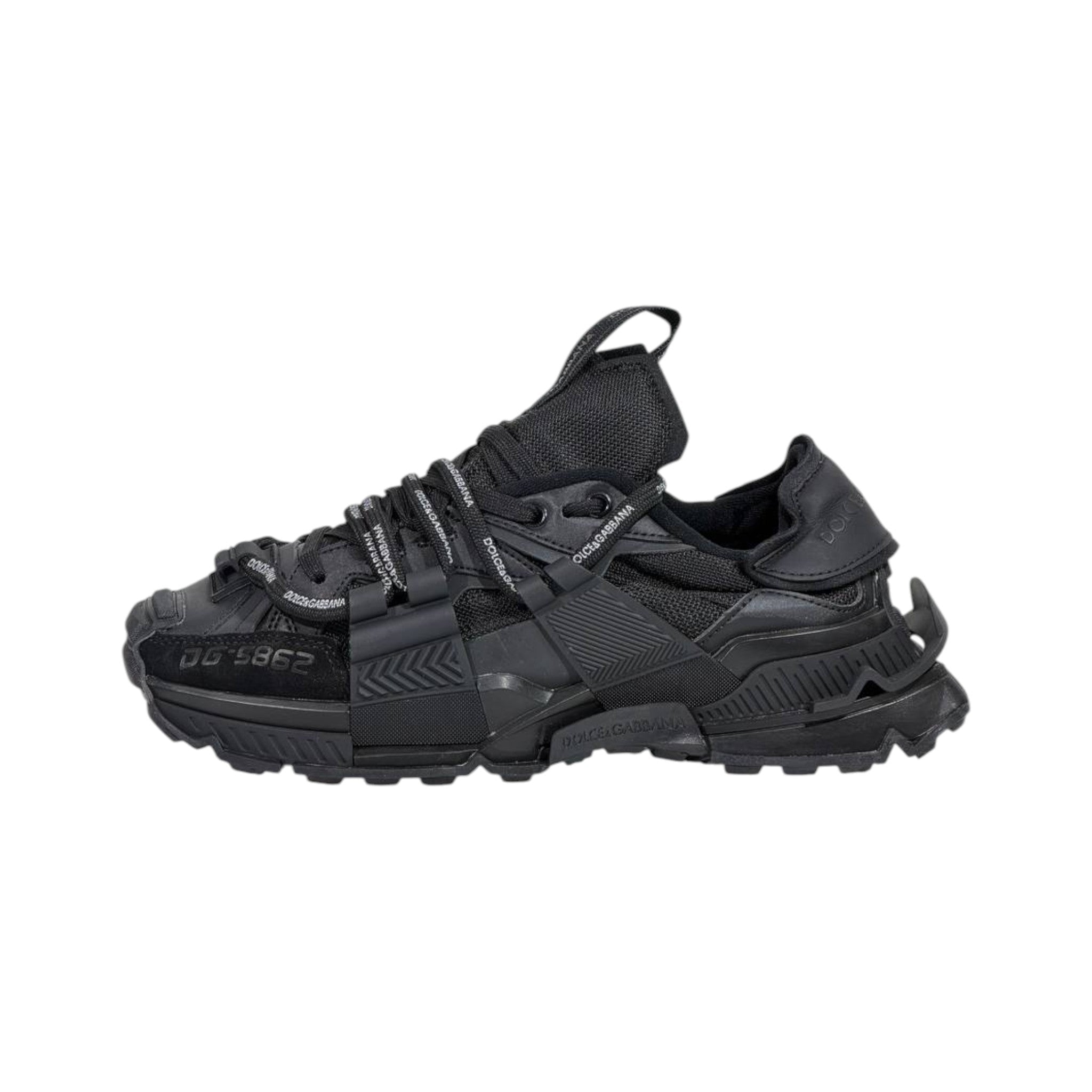 🖤🔥 Dolce & Gabbana DG-S862 Tactical Luxury Sneakers – Triple Black Edition 👟⚡