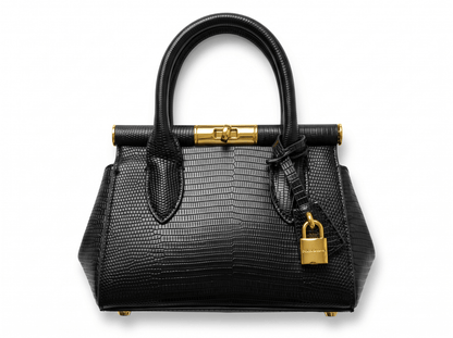 🖤 Dolce & Gabbana Sicily Lizard-Embossed Top Handle Bag – Black