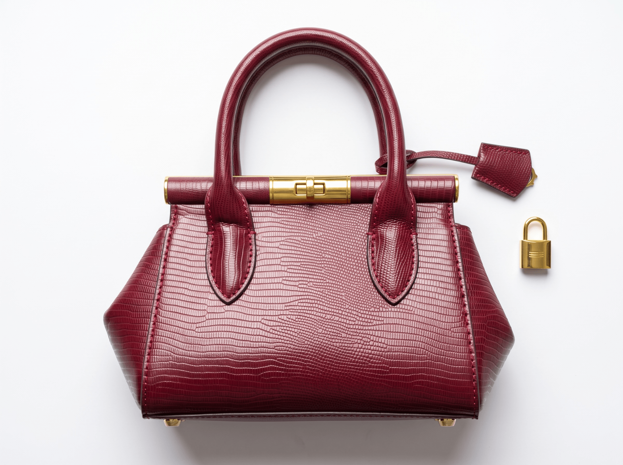 ❤️ Dolce & Gabbana Sicily Lizard-Embossed Top Handle Bag – Burgundy