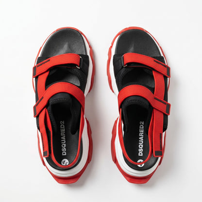 Dsquared2 Red & Black Sport Strap Sandals