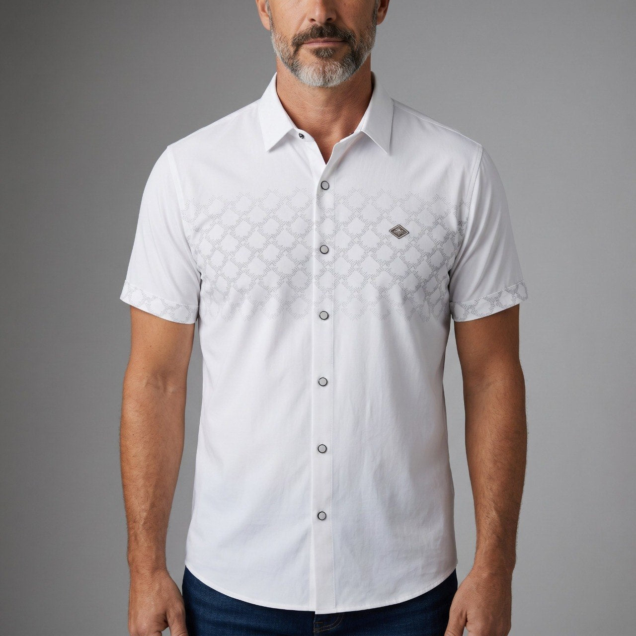 🤍 Dunhill Signature Pattern Short Sleeve Shirt – Refined British Luxury