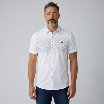 🤍 Dunhill Signature Pattern Short Sleeve Shirt – Refined British Luxury