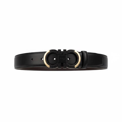 Luxury  Salvatore FerragamoDouble Ring Designer Belt 120cm – Reversible Black & Brown Leather ✨