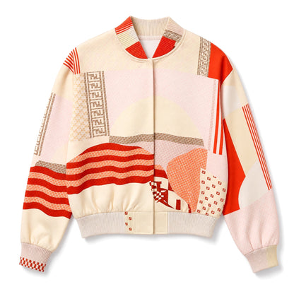 Fendi Printed Bomber Jacket — Cream & Orange