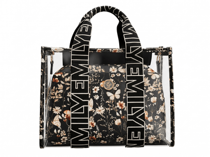 Emily Floral Transparent Beach Tote Set 🌸🖤
